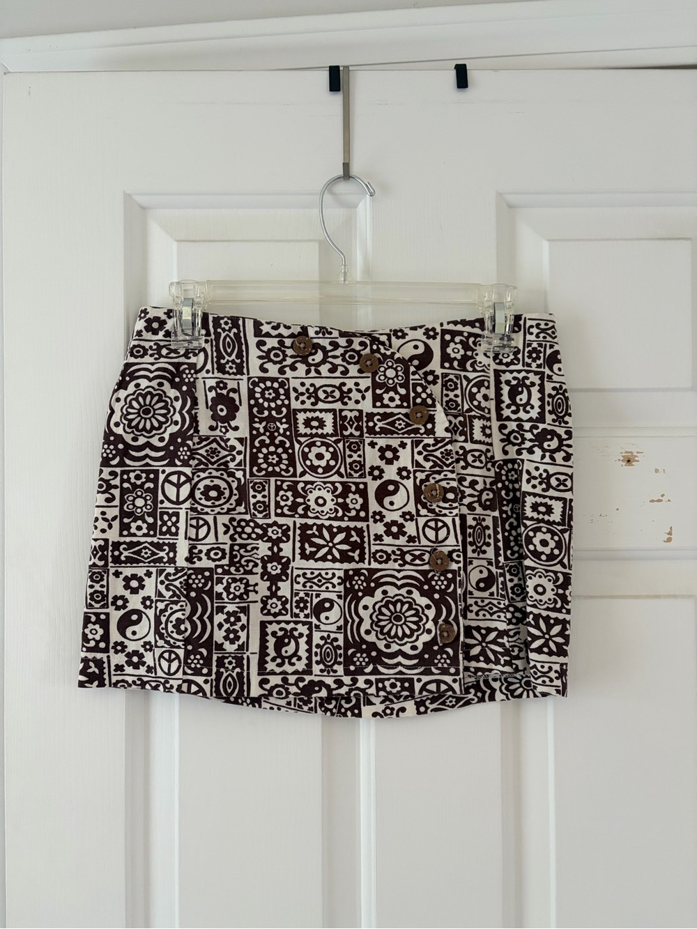 Urban Outfitters Black and White Mini Skirt with Geometric Block Print
